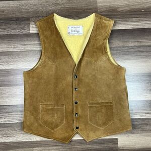 Vintage Natural Leather by Joo-Kay Suede Leather Sherpa Lined Vest Sz 46 (Lrg)